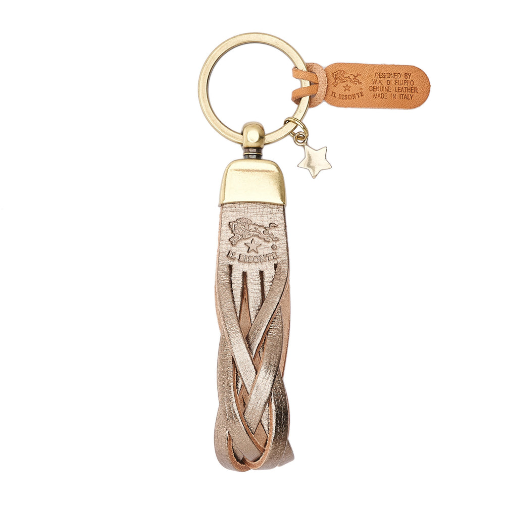 Saturnia | Keyring in metallic leather color metallic bronze