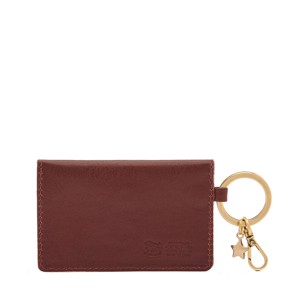 Scarlino | Porte clefs pour femme en cuir couleur cerise noir