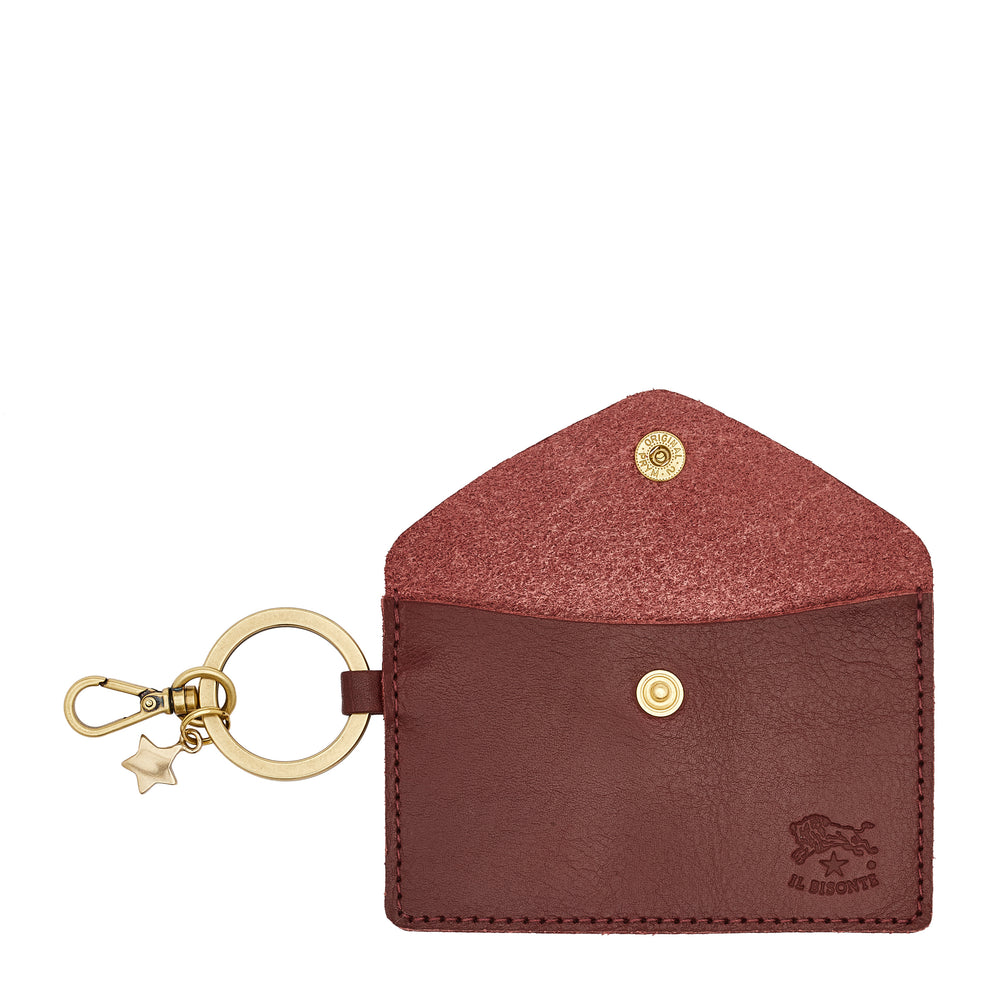 Scarlino | Porte clefs pour femme en cuir couleur cerise noir