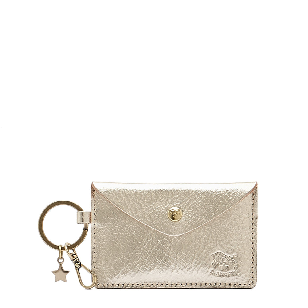 Scarlino | Women's keyring in metallic leather color metallic platinum