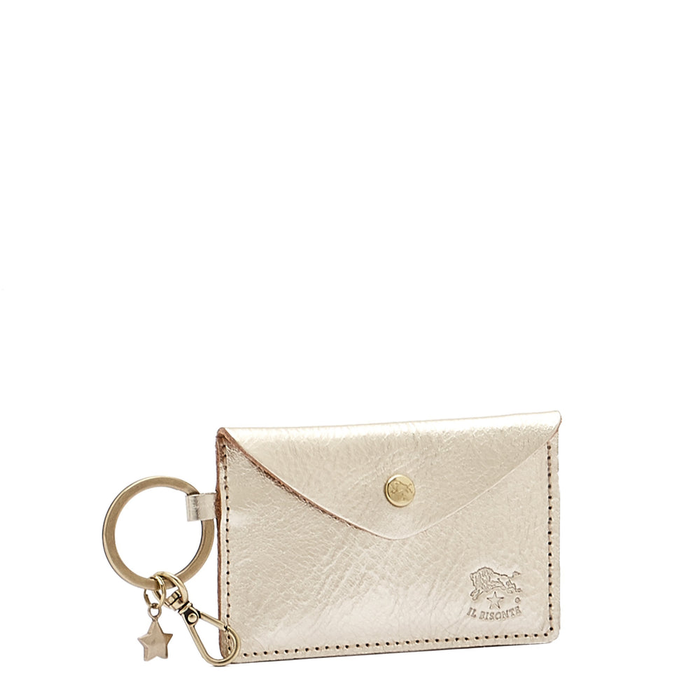 Scarlino | Women's keyring in metallic leather color metallic platinum