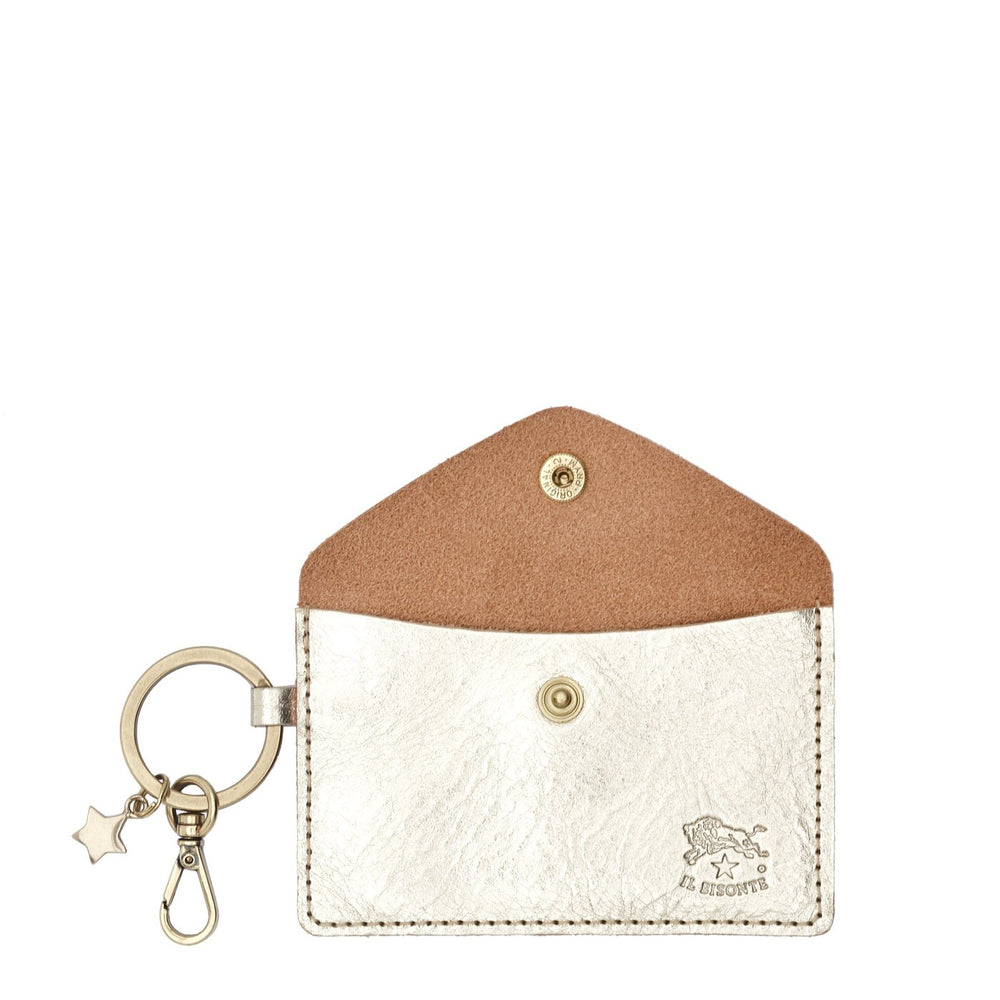 Scarlino | Women's keyring in metallic leather color metallic platinum