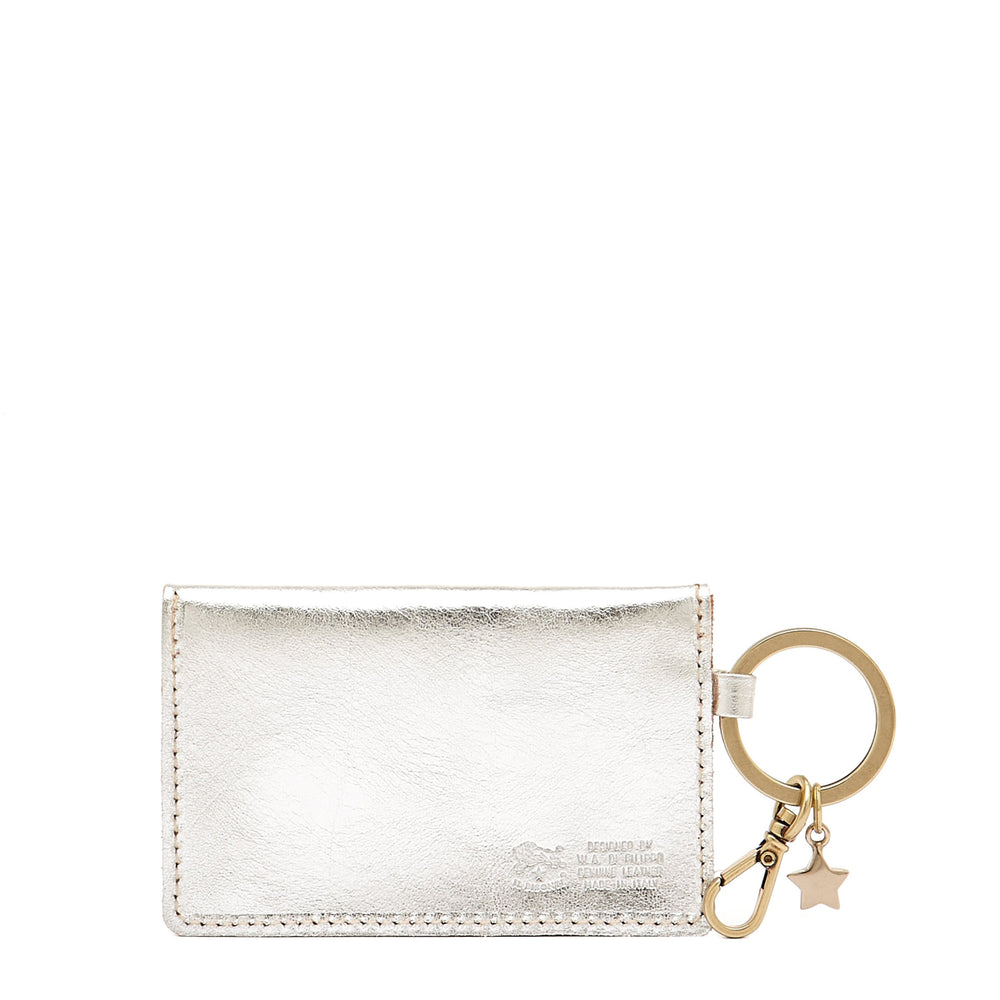 Scarlino | Women's keyring in metallic leather color metallic silver