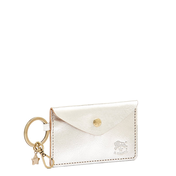 Scarlino | Porta chiavi da donna in pelle metallizzata colore argento