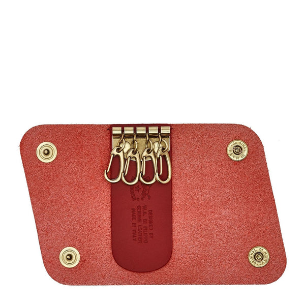 Porta chiavi in pelle colore rosso rubino