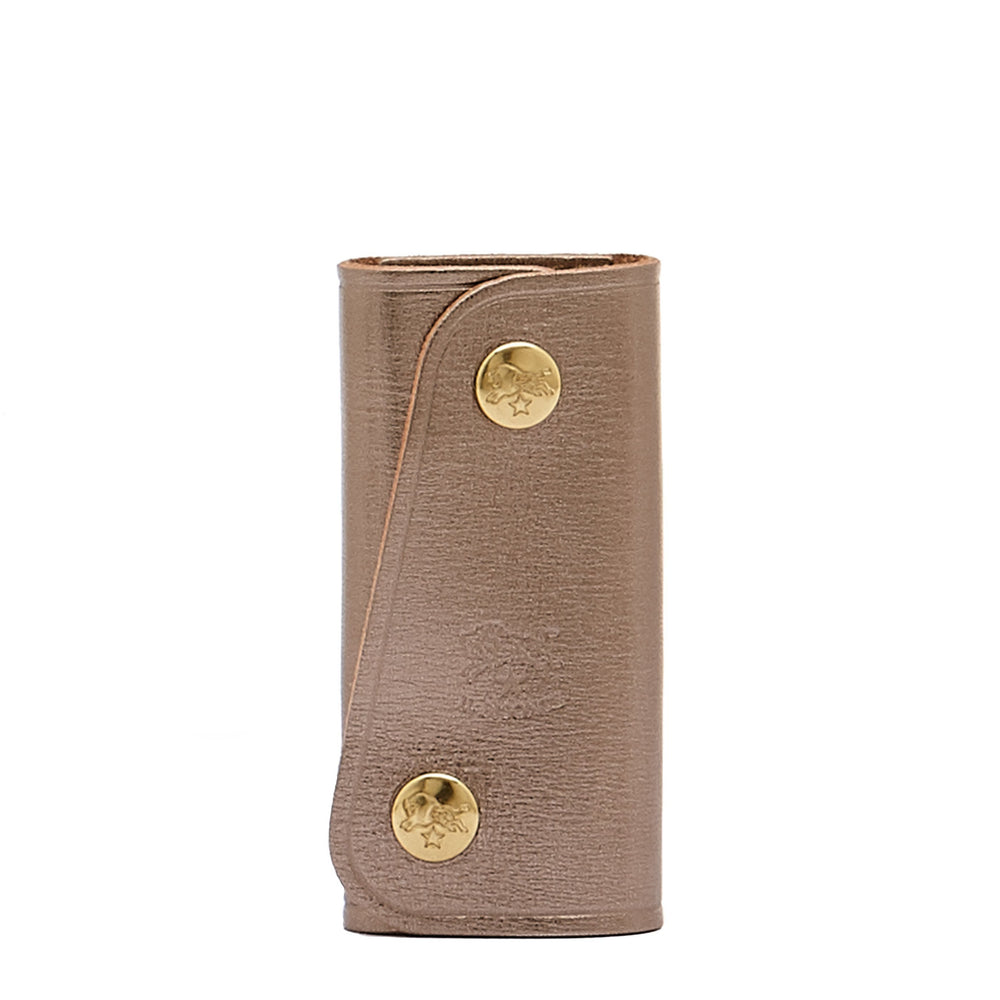 Porta chiavi in pelle metallizzata colore bronzo metallico