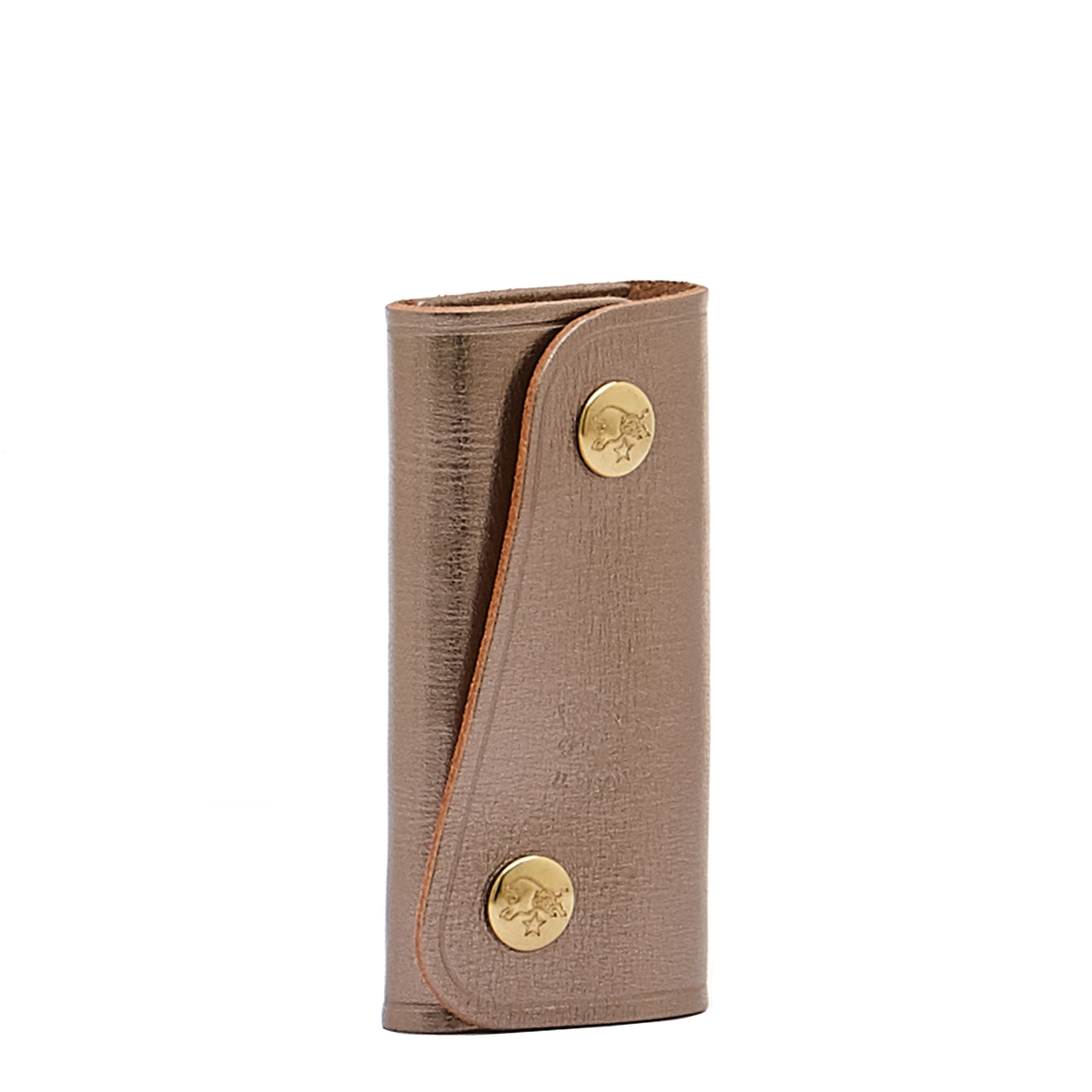 Porta chiavi in pelle metallizzata colore bronzo metallico