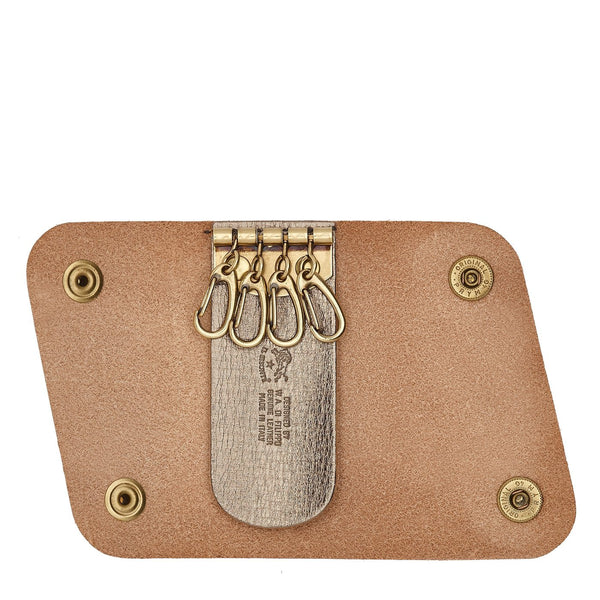 Porta chiavi in pelle metallizzata colore bronzo metallico
