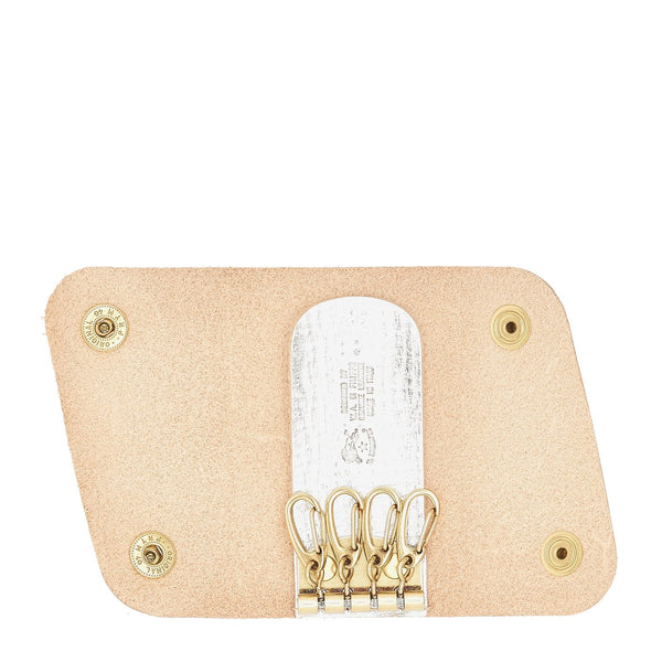 Porta chiavi in pelle metallizzata colore argento