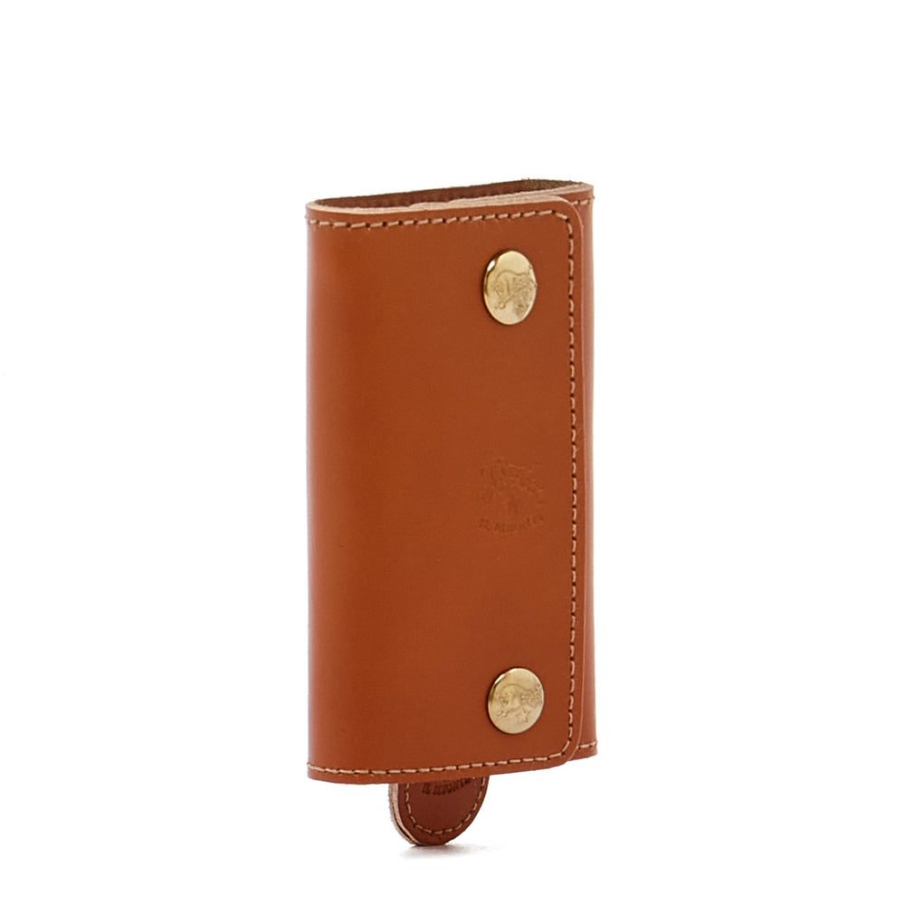 Keyring in leather color caramel