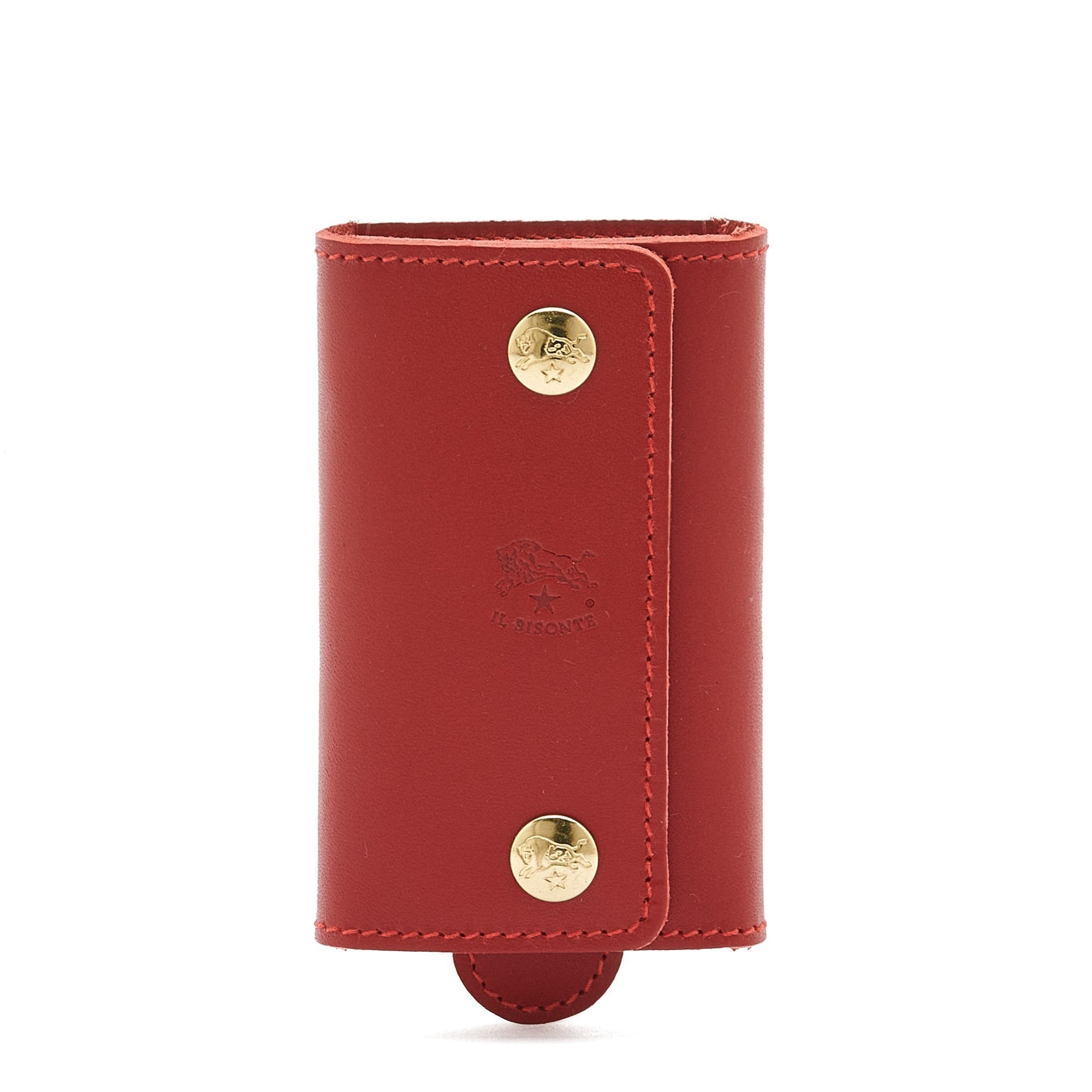 Porte clefs en cuir couleur rouge rubis