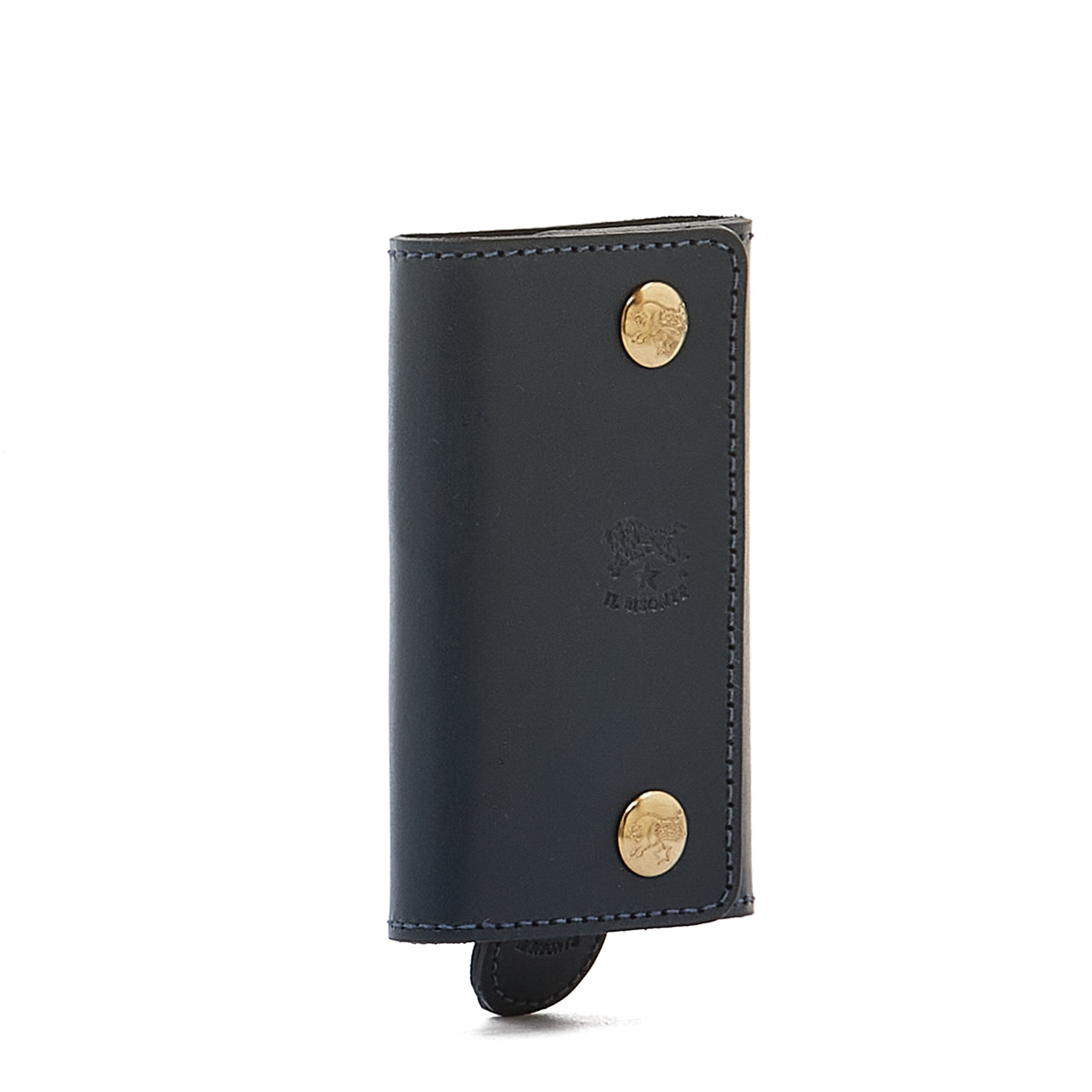 Keyring in leather color blue