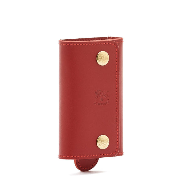 Porta chiavi in pelle colore rosso rubino