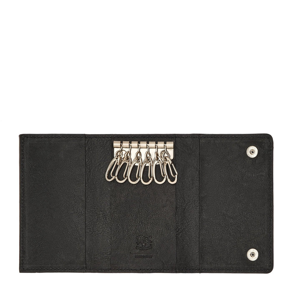 Oriuolo | Men's keyring in vintage leather color black