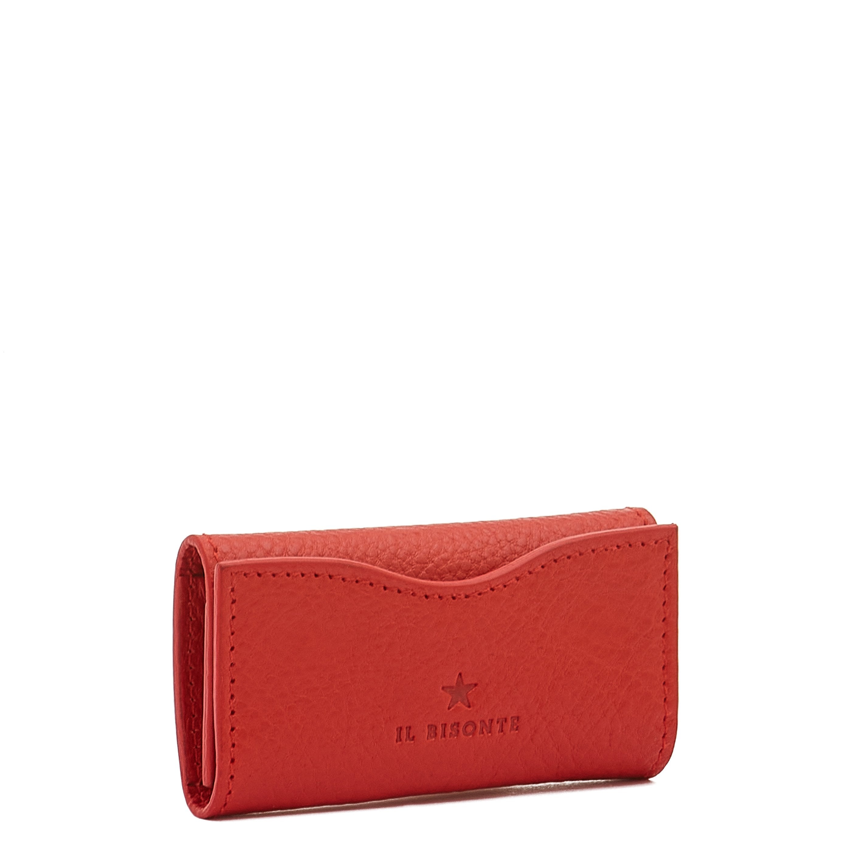 Oliveta | Porte clefs pour femme en cuir couleur rouge vif