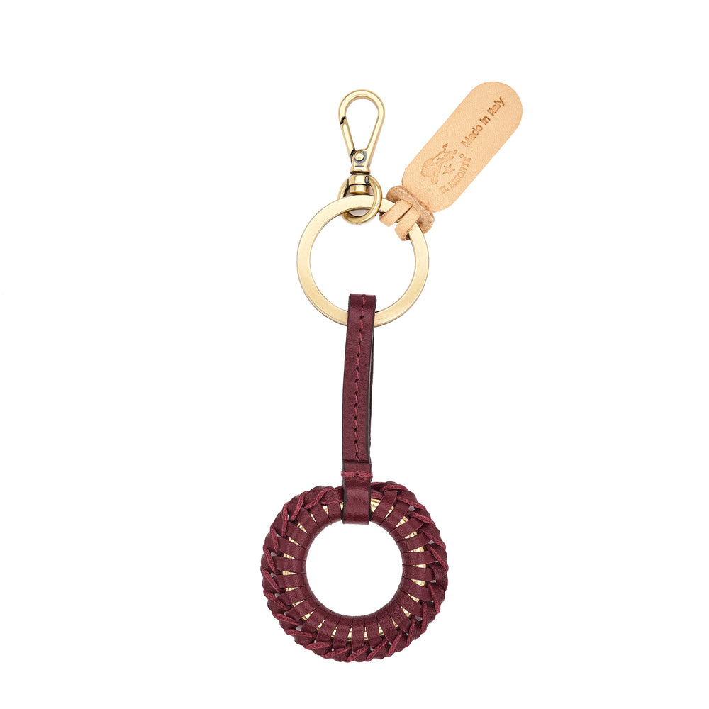 Tessa | Porte clefs pour femme en cuir couleur cerise noir