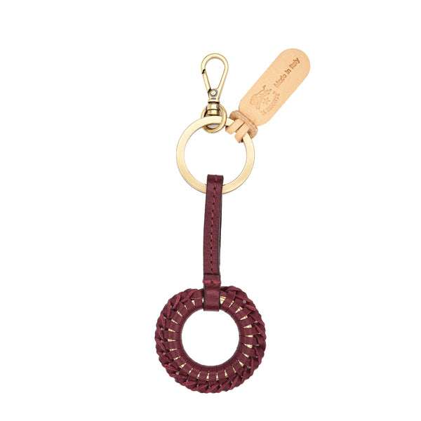 Tessa | Women's keyring in leather color black cherry