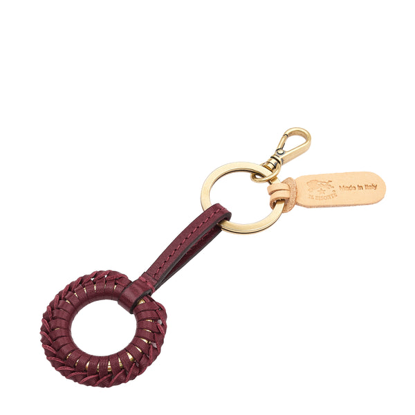 Tessa | Women's keyring in leather color black cherry