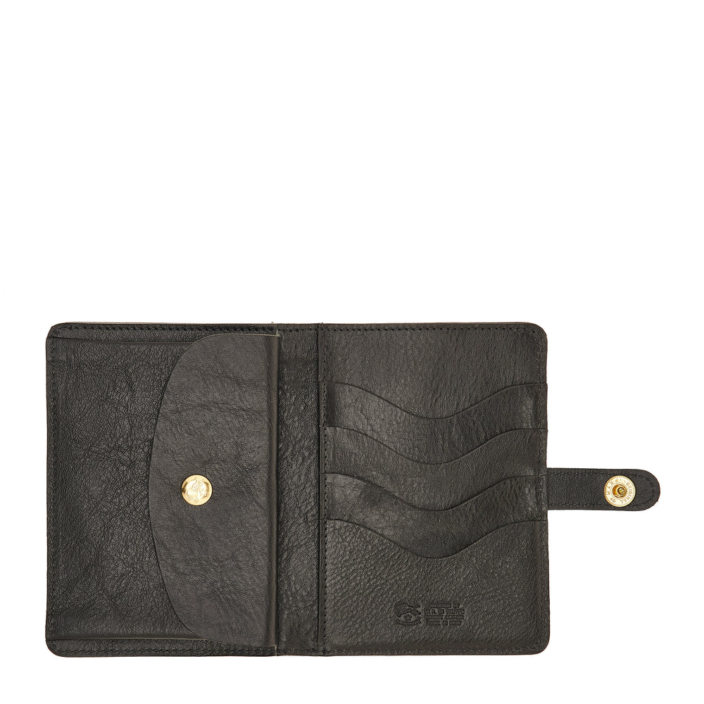 Portefeuille pour femme en cuir de veau couleur noir