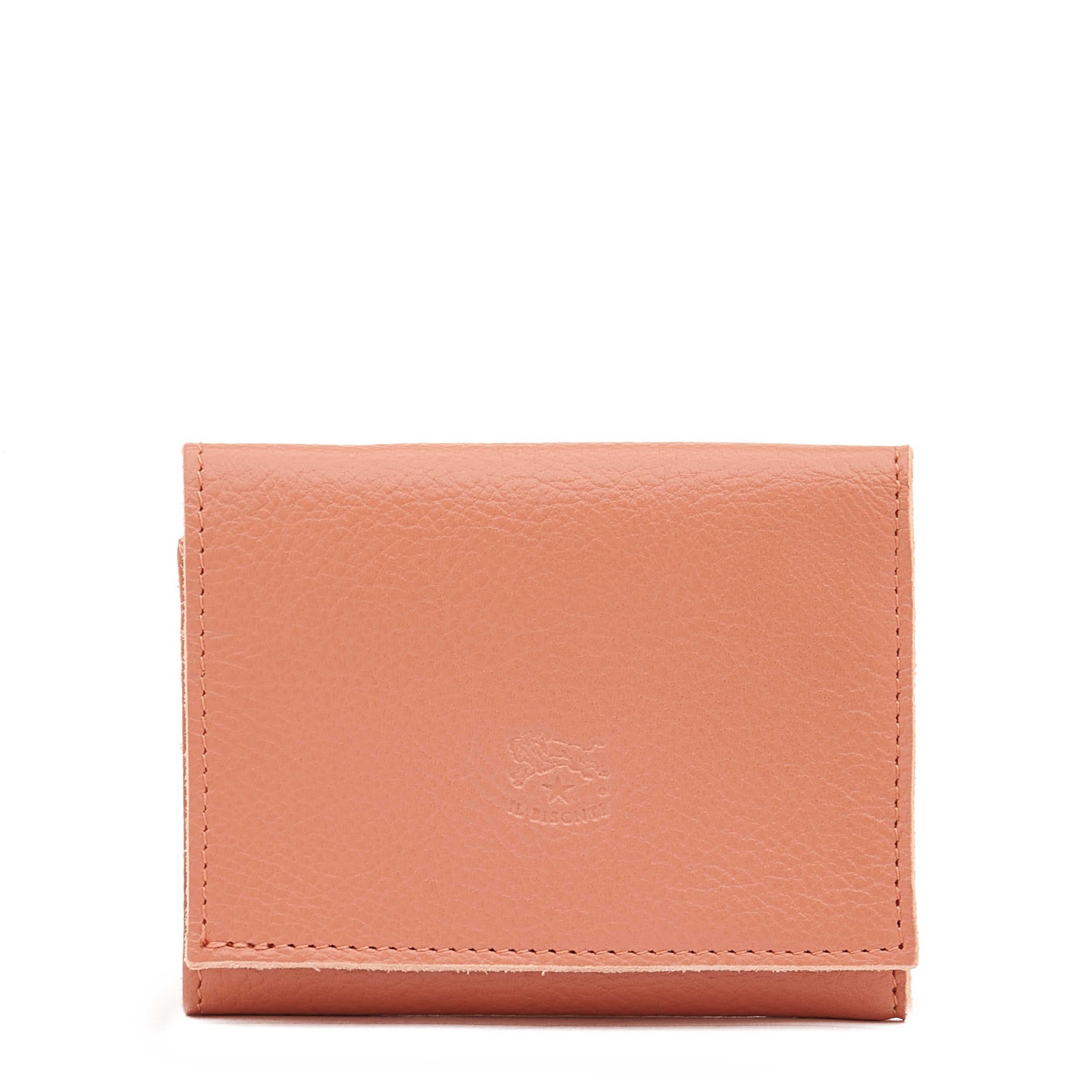 Wallet in leather color grapefruit