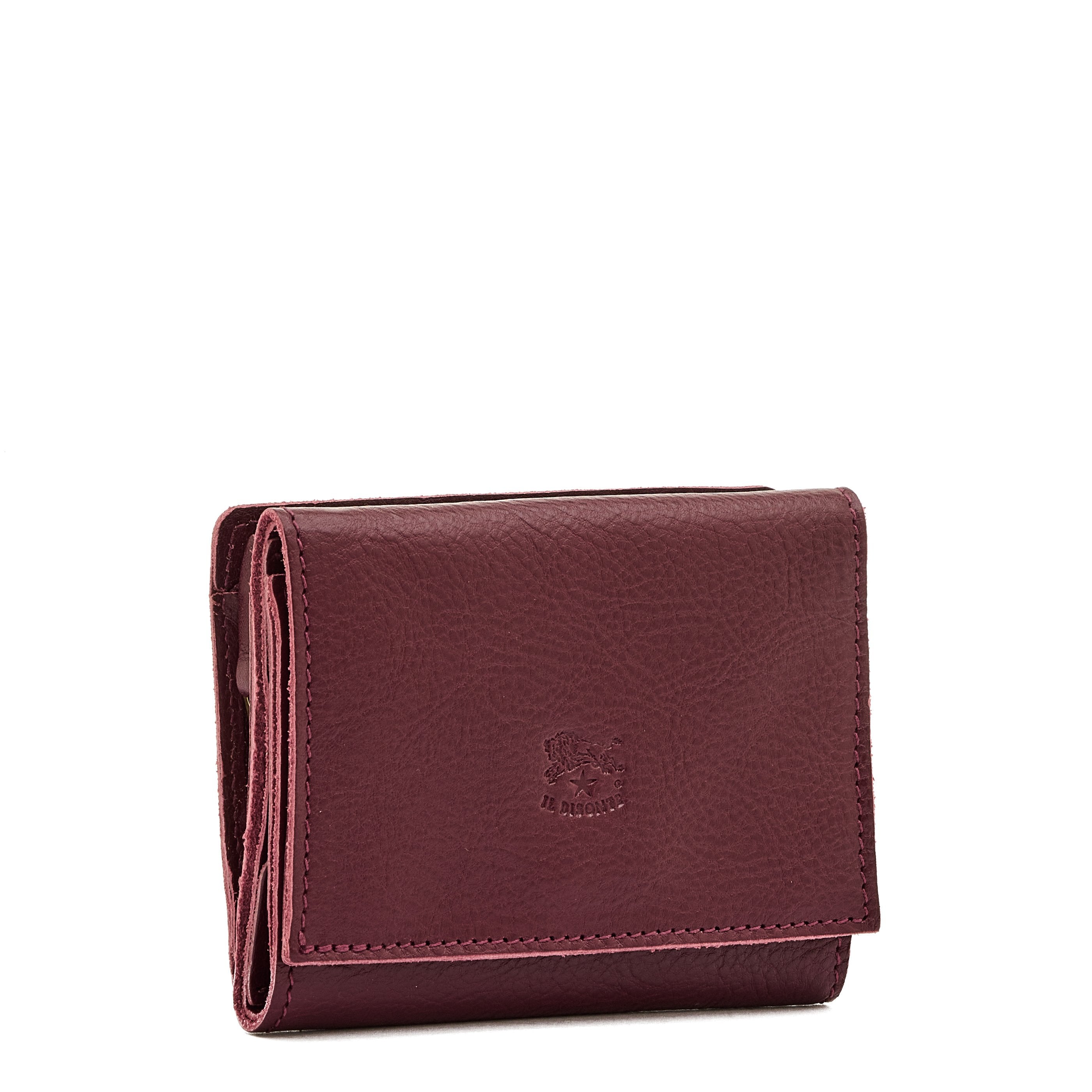 Wallet in leather color black cherry