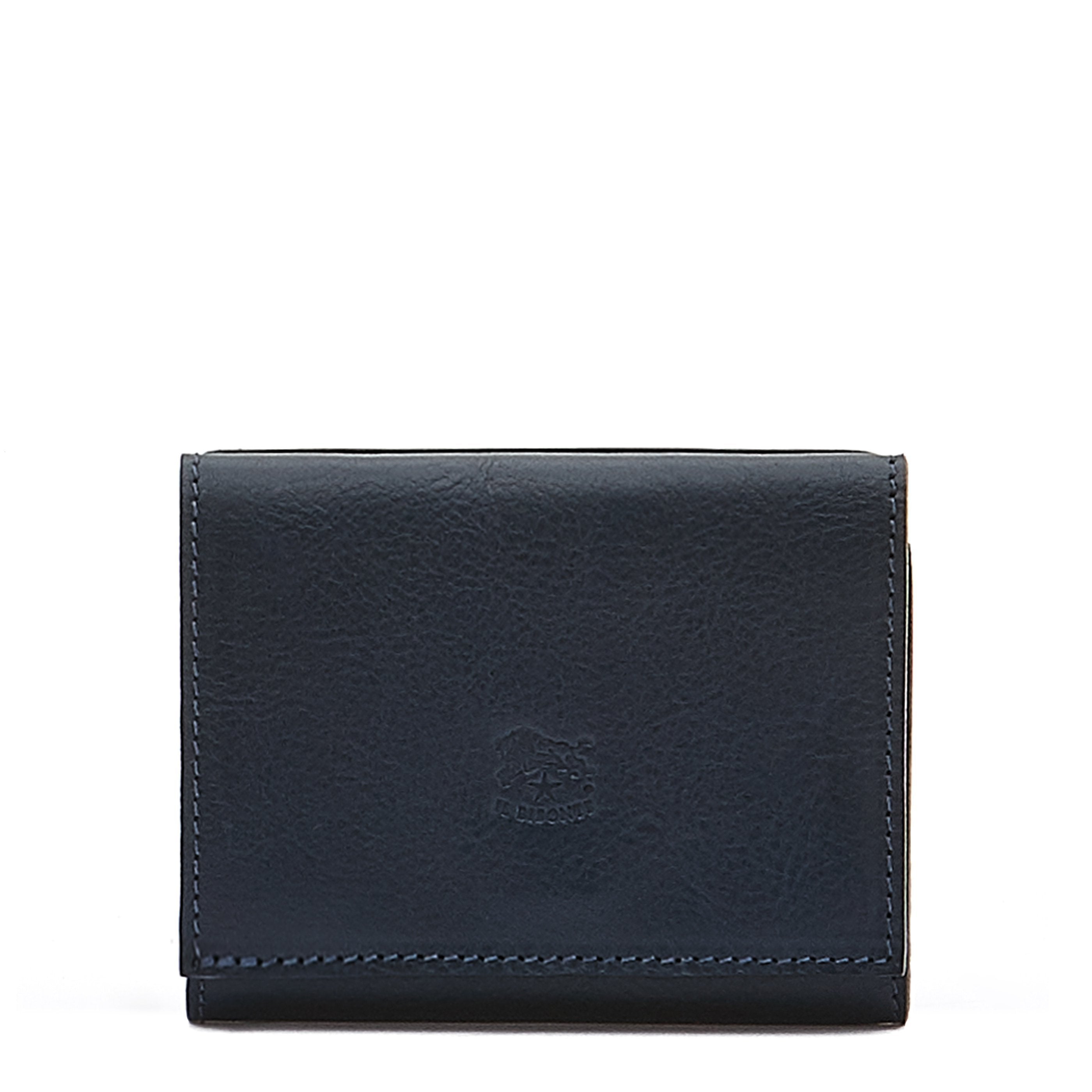 Wallet in leather color blue