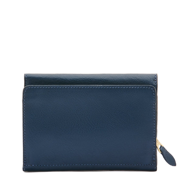 Wallet in calf leather color blue
