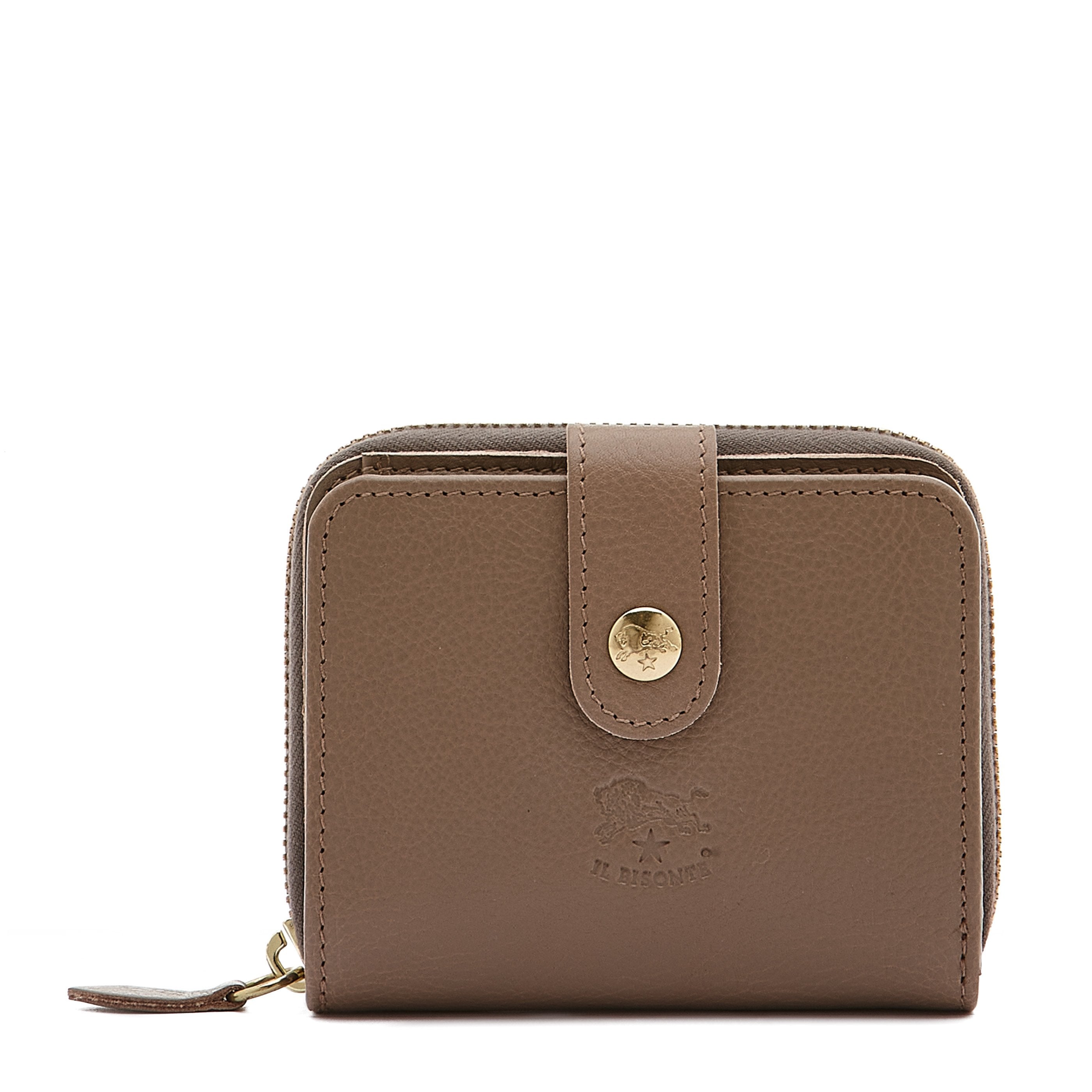 Portefeuille pour femme en cuir couleur gris