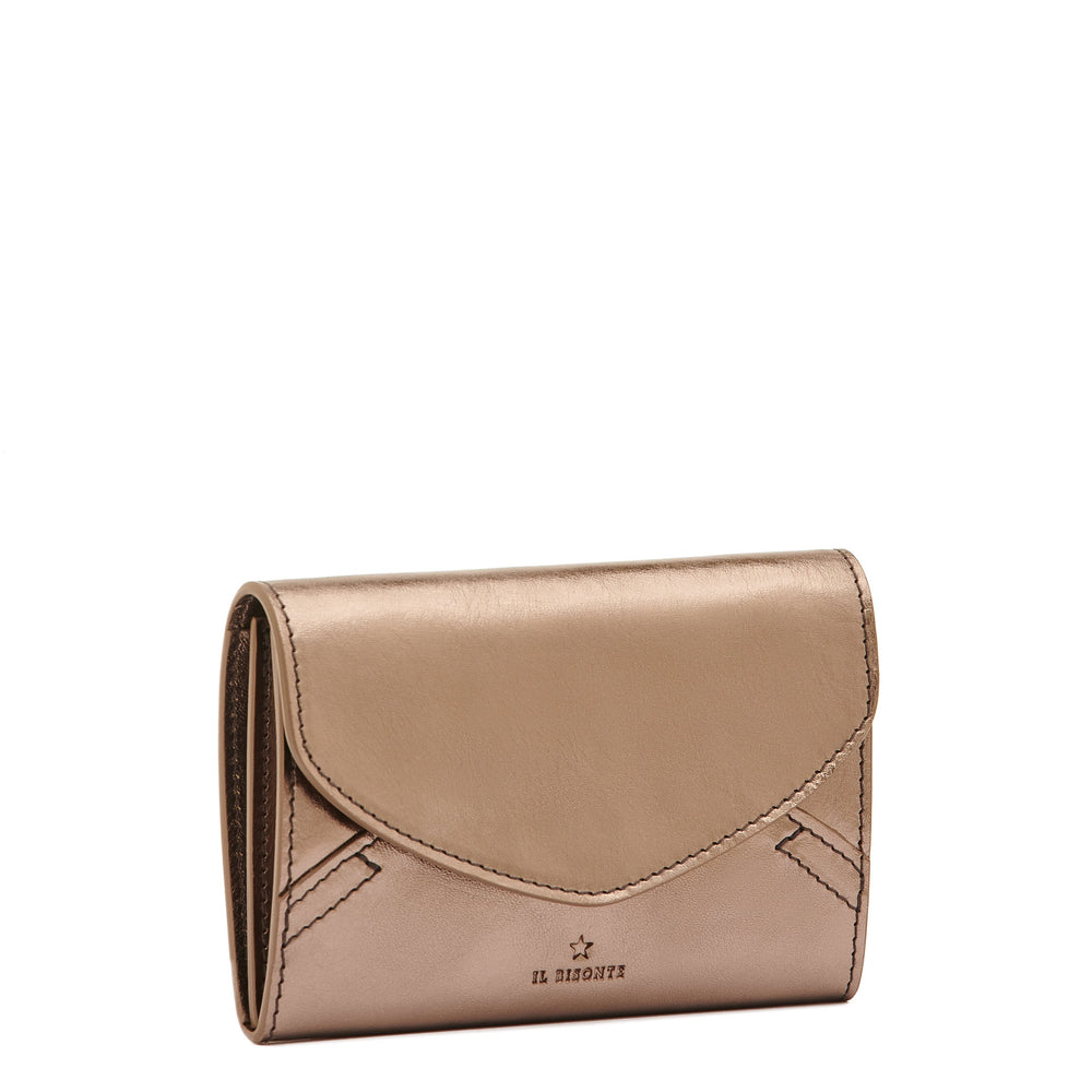 Esperia | Women's wallet in metallic leather color metallic bronze