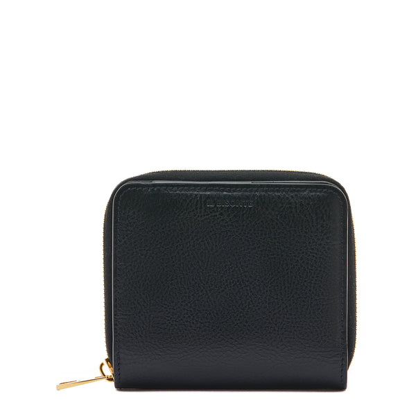 Slg ss22 | Portefeuille zippé pour femme en cuir couleur noir