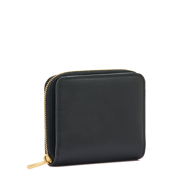 Slg ss22 | Portefeuille zippé pour femme en cuir couleur noir