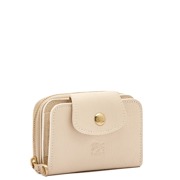 Acero | Women's small wallet in calf leather color ivory