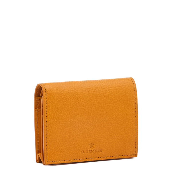 Oliveta | Portefeuille zippé pour femme en cuir couleur miel
