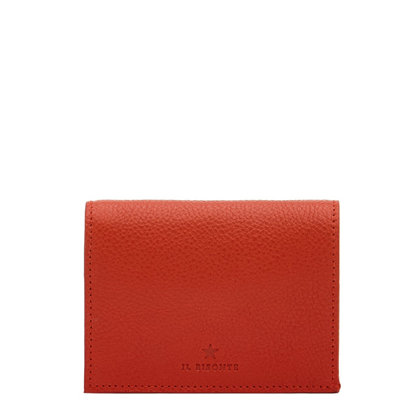 Oliveta | Portefeuille zippé pour femme en cuir couleur rouge vif