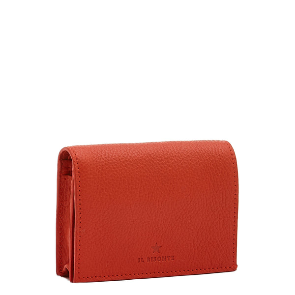 Oliveta | Portefeuille zippé pour femme en cuir couleur rouge vif