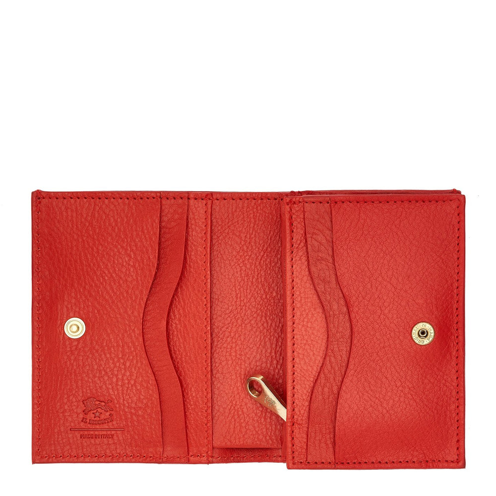 Oliveta | Portefeuille zippé pour femme en cuir couleur rouge vif