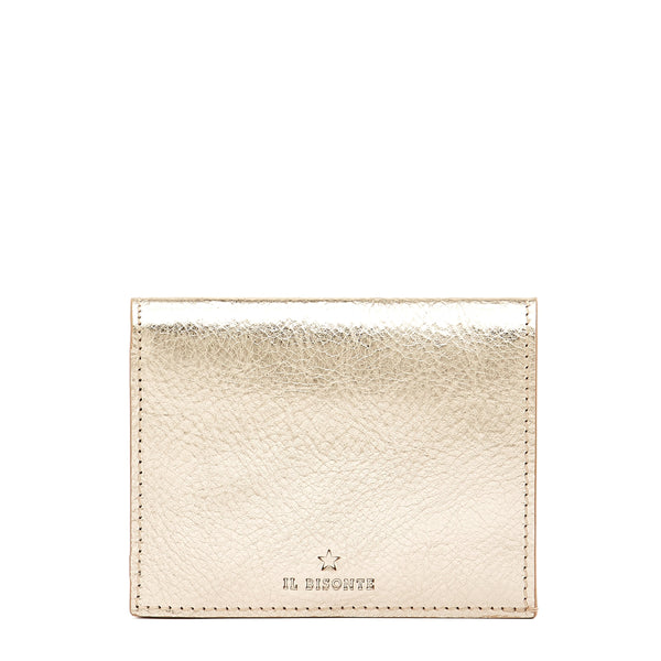 Oliveta | Women's small wallet in metallic leather color metallic platinum