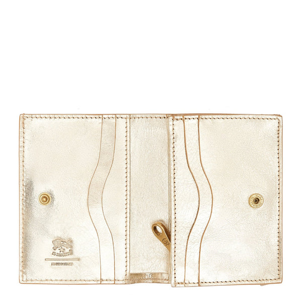 Oliveta | Women's small wallet in metallic leather color metallic platinum