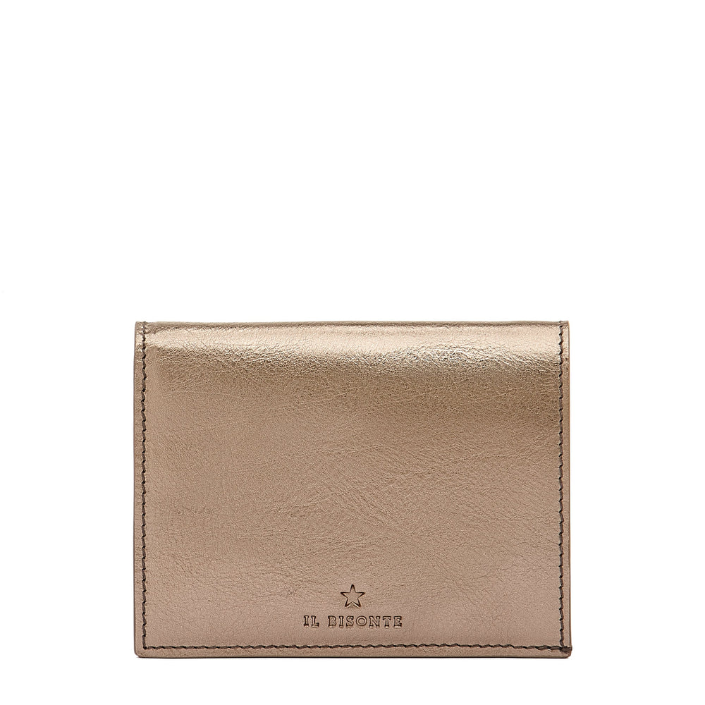 Oliveta | Women's small wallet in metallic leather color metallic bronze