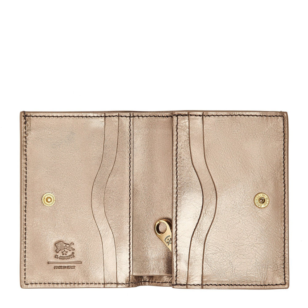Oliveta | Women's small wallet in metallic leather color metallic bronze