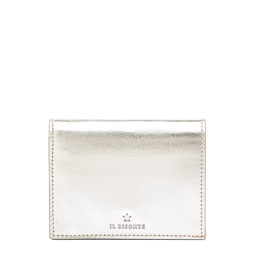 Oliveta | Women's small wallet in metallic leather color metallic silver