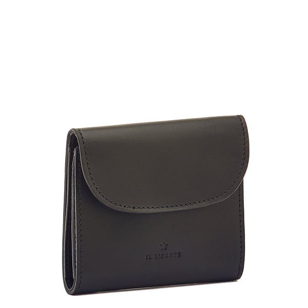 Maggio | Portefeuille zippé pour femme en cuir couleur noir