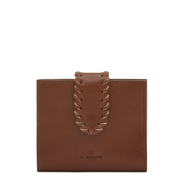La fiaba | Portefeuille zippé pour femme en cuir couleur arabica