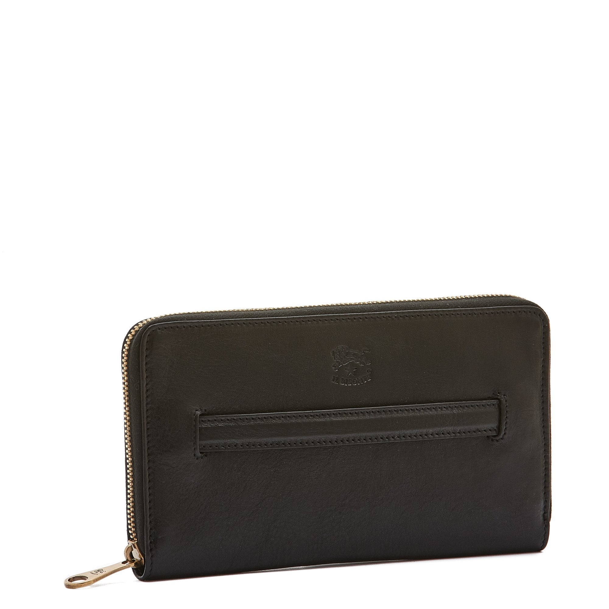 Salina | Women's zip around wallet in calf leather color black