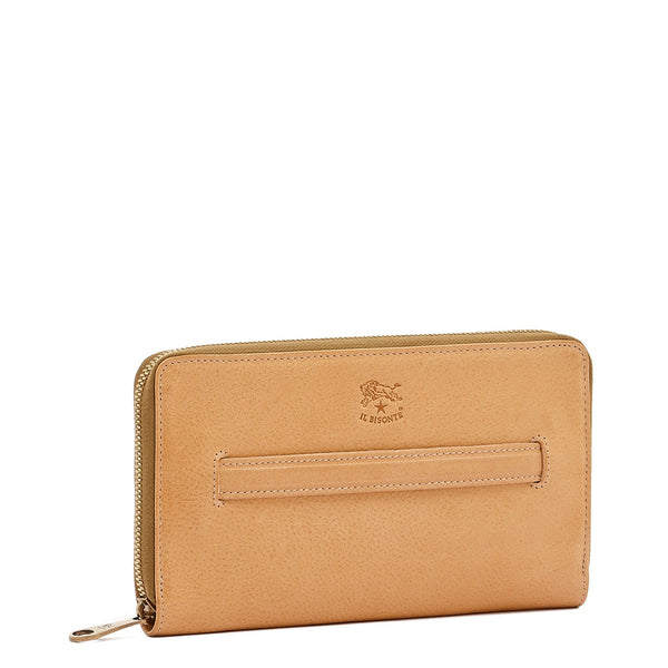 Salina | Women's zip around wallet in calf leather color natural