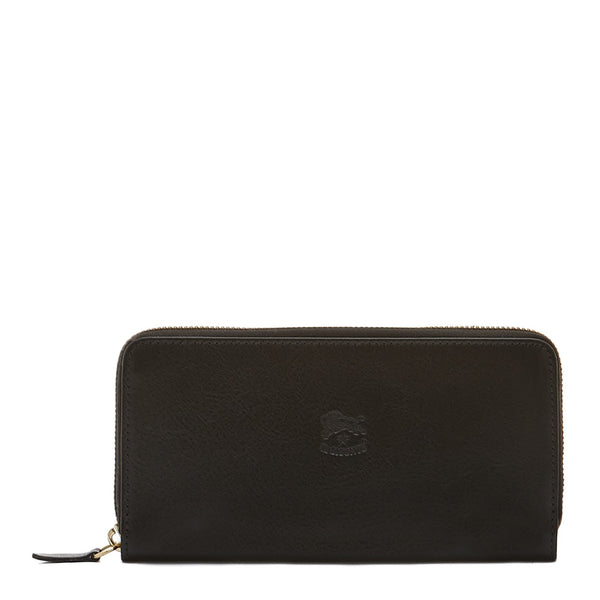 Ametista | Portefeuille zippé pour femme en cuir couleur noir