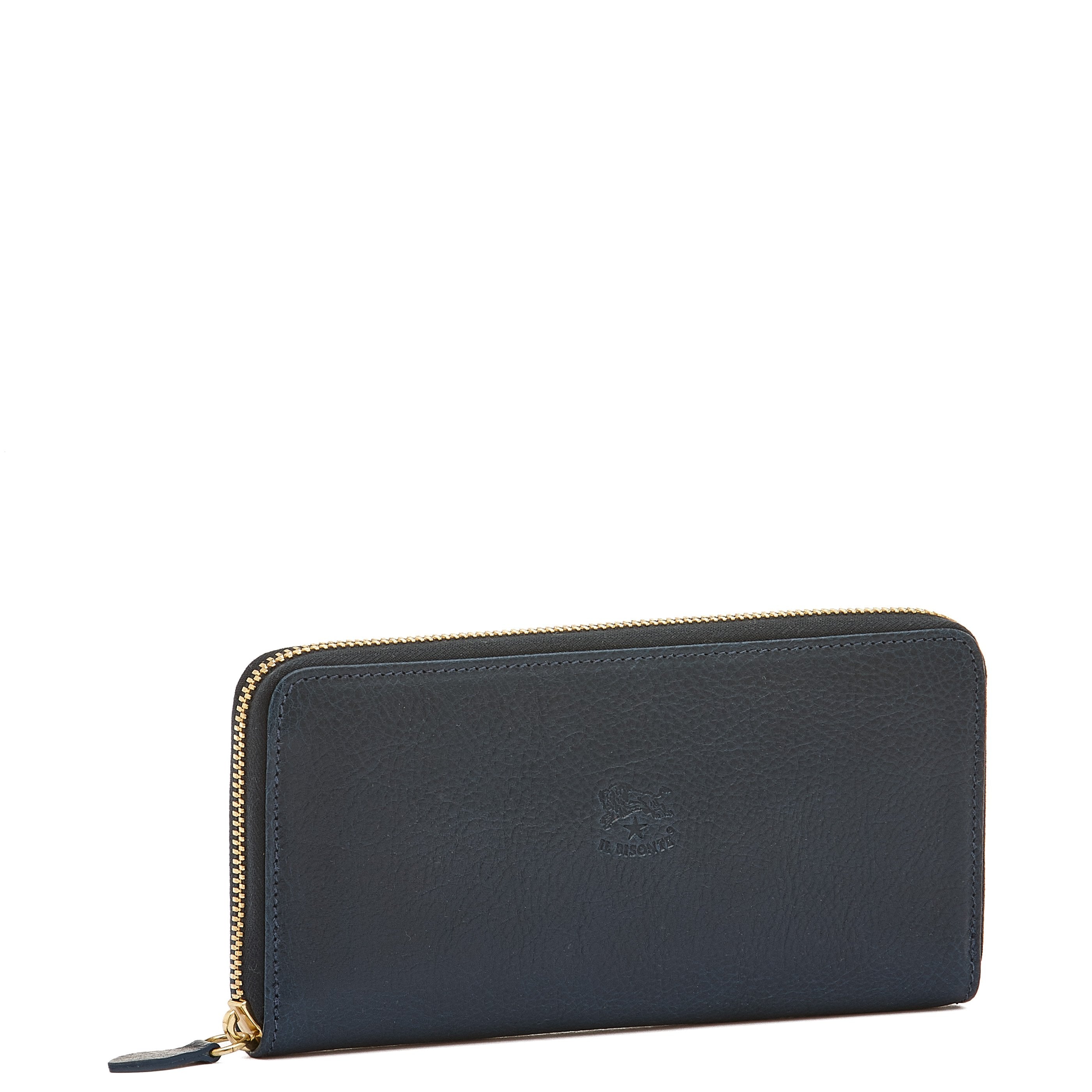 Ametista | Portefeuille zippé pour femme en cuir couleur bleu