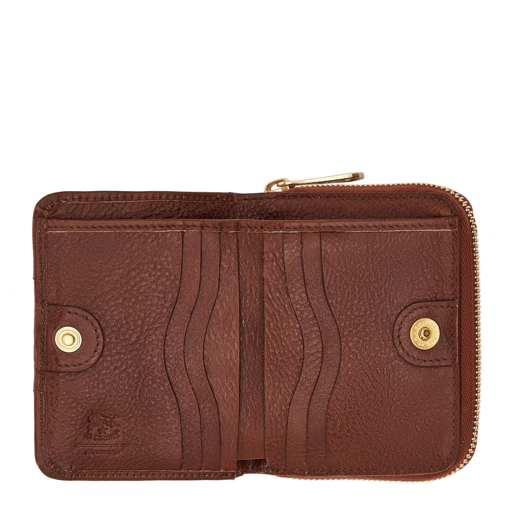 Solaria | Women's zip around wallet in leather color arabica