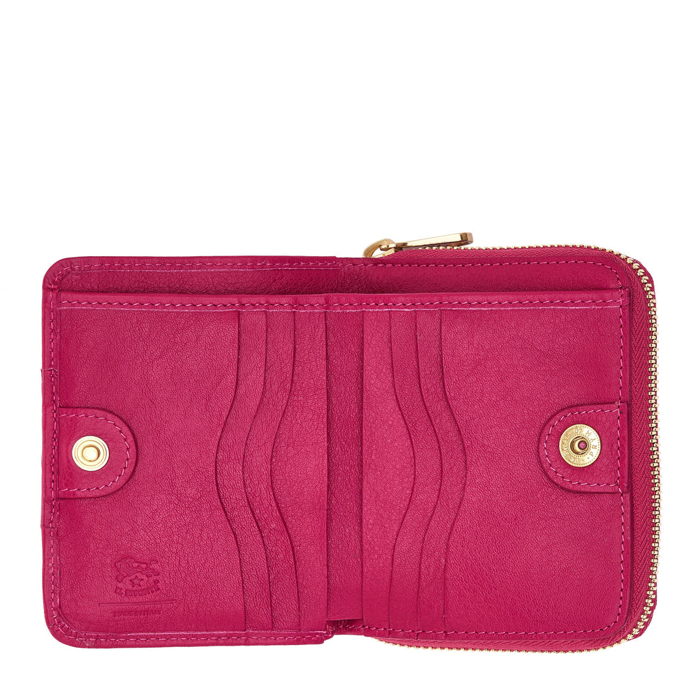 Solaria | Portefeuille zippé pour femme en cuir couleur cherry