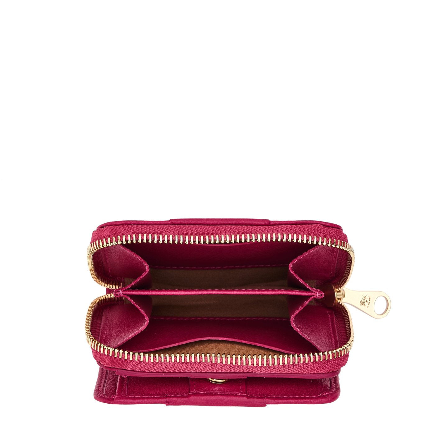 Solaria | Women's zip around wallet in leather color cherry